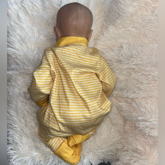 Reborn Lifelike Baby Boy Doll in Striped Yellow Onesie - Picture 3 of 10